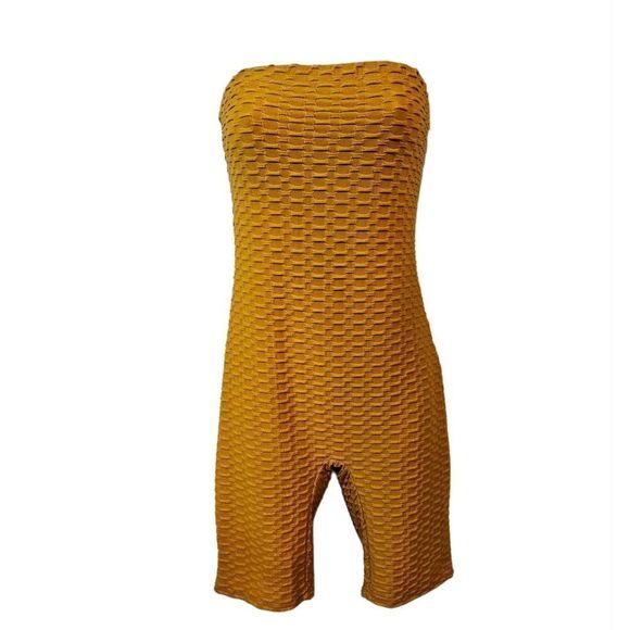 Derek Heart Mustard Gold Strapless Romper sz M - Picture 1 of 4